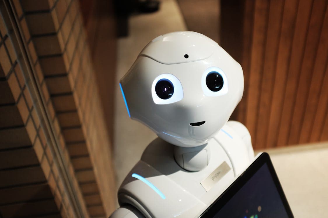 Overhead view of a robot showcasing artificial intelligence